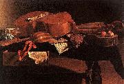 Evaristo Baschenis Musical Instruments oil on canvas